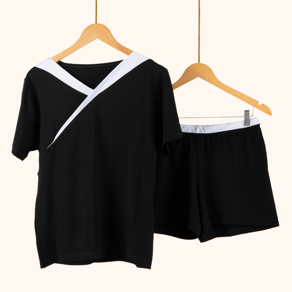 Pijama Feminino Homewear Preguistê Multifuncional Ocasional Hoje Preto e Branco