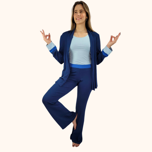 Pijama Feminino Homewear Preguistê Multifuncional Ocasional Incrível Marinho Azul Claro e Royal