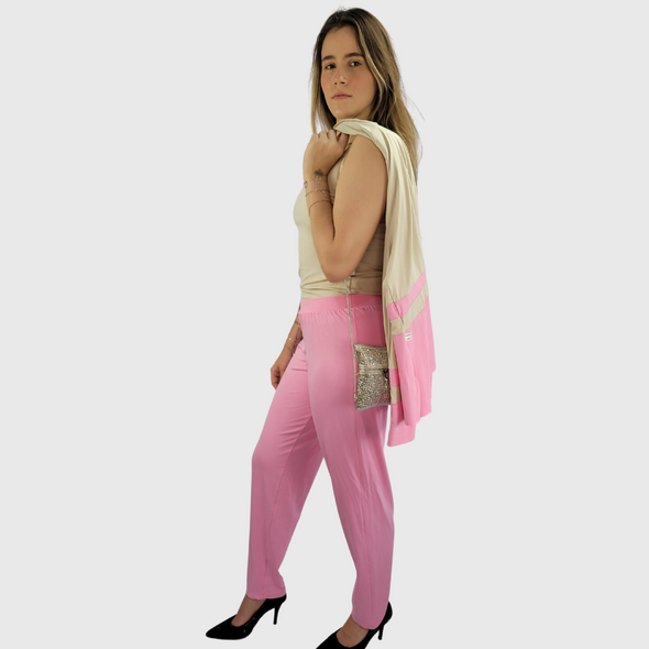 Pijama Feminino Homewear Preguistê Multifuncional Ocasional Presença Bege e Rosa