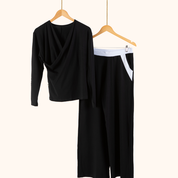 Pijama Feminino Homewear Preguistê Multifuncional Ocasional Seducao Preto e Branco