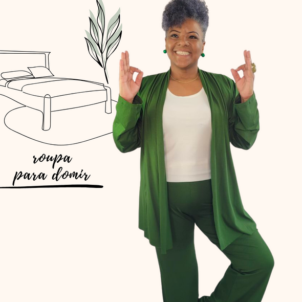 Pijama Feminino Homewear Preguistê Multifuncional Ocasional Oásis Verde Militar e Off