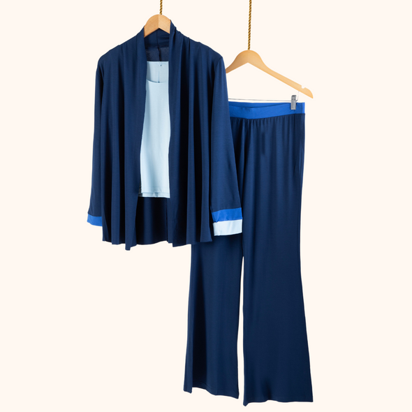 Pijama Feminino Homewear Preguistê Multifuncional Ocasional Incrível Marinho Azul Claro e Royal