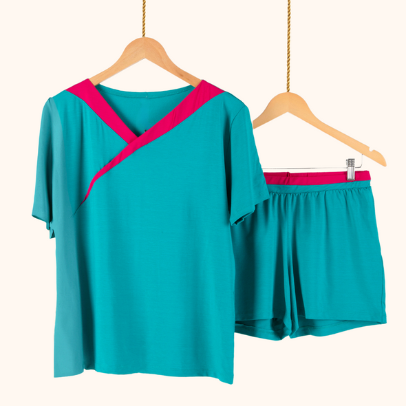 Pijama Feminino Homewear Preguistê Multifuncional Ocasional Amanhã Verde e Rosa
